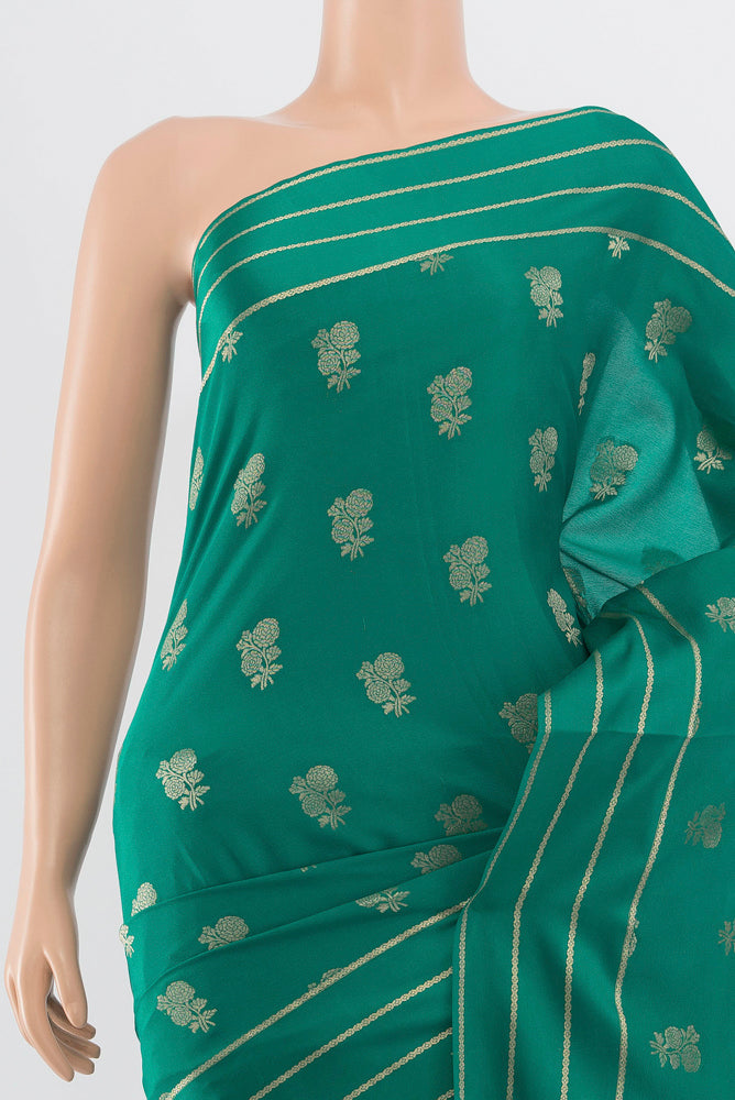 Border image of Pure Silk Pure Zari Dark Mauve Mysore Crepe Saree with Zari Butta on the body and Silk Border. 