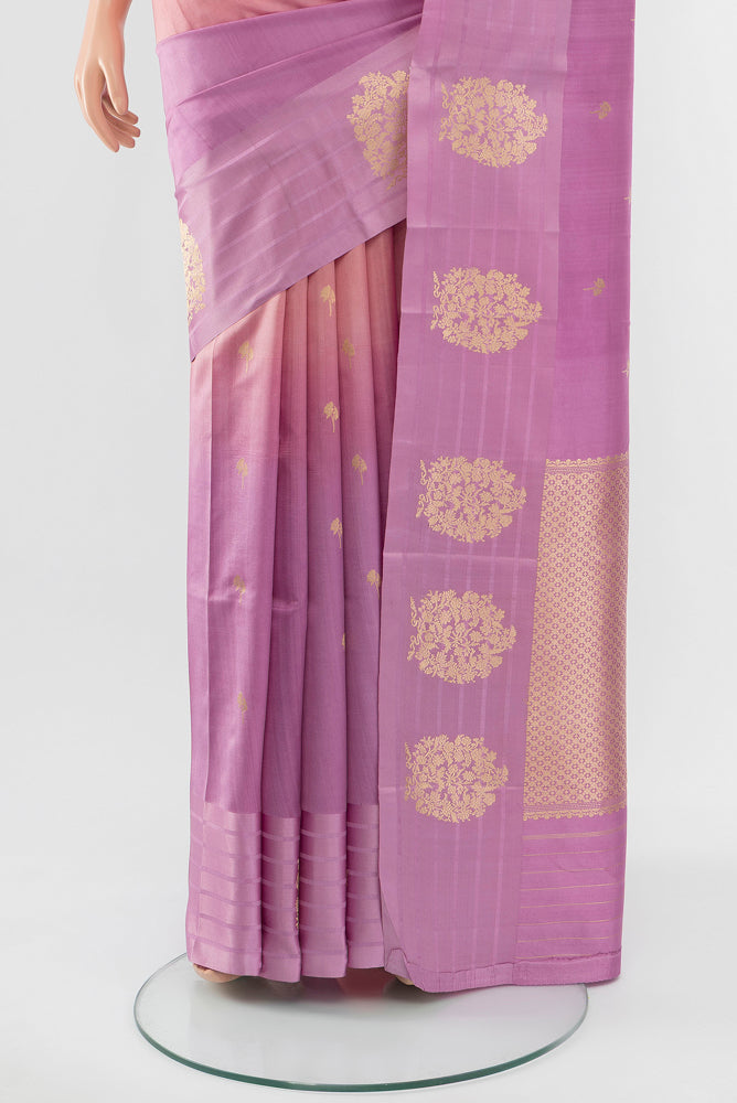 Pleats and pallu of Multi Color Banarasi Katan Silk Saree with Zari Butta on the body and Silk Border. 
