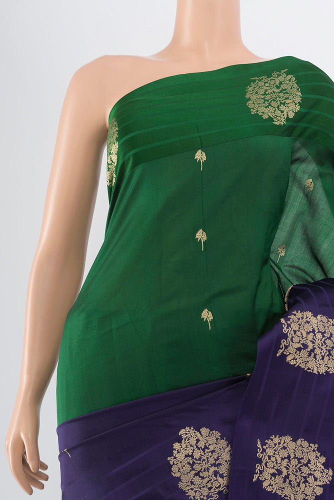 Border image of Multi Color Banarasi Katan Silk Saree with Zari Butta on the body and Silk Border. 