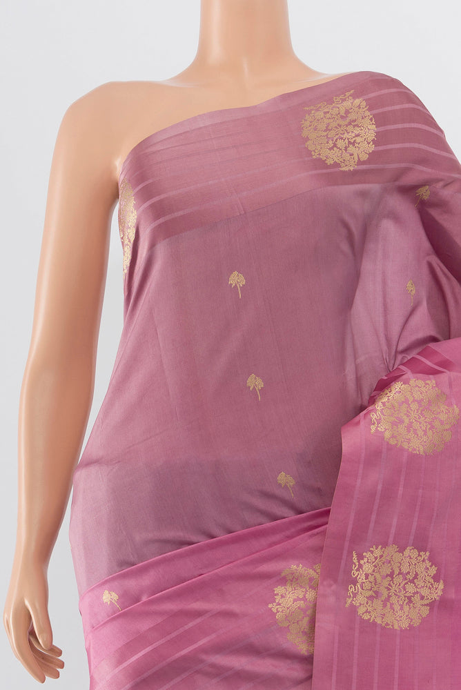 Border image of Pure Silk Pure Zari Rose Gold Banarasi Katan Saree with Zari Butta on the body and Silk Border. 