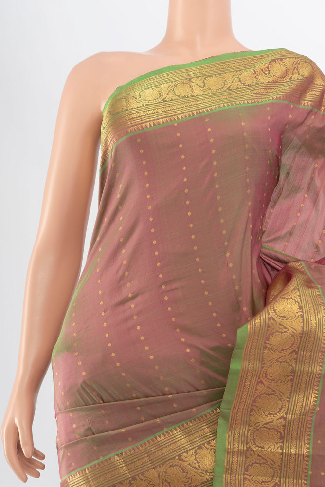 Border image of Light Green Kanjivaram Silk Saree with Zari Butta on the body and Silk Border. 