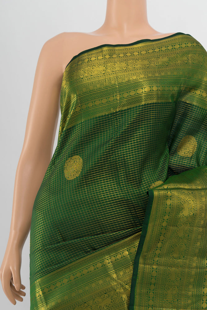 Border image of Mint Green Kanjivaram Silk Saree with Zari Butta on the body and Silk Border. 