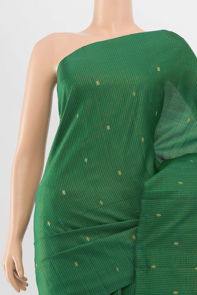Border image of Pure Silk Pure Zari Bottle Green Kanjivaram Saree with Zari Butta on the body and Silk Border. 