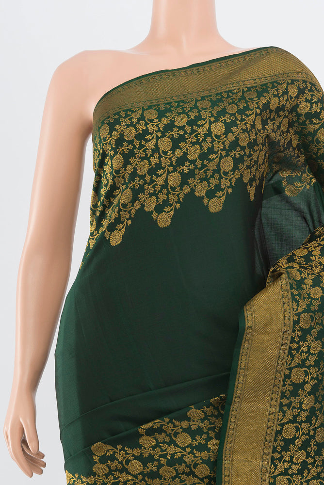 Border image of Pure Silk Pure Zari Mint Green Kanchipuram Saree with Zari Brocade on the body and Silk Border. 