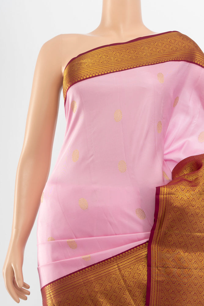 Border image of Pure Silk Pure Zari Rose Gold Kanjivaram Saree with Zari Butta on the body and Silk Border. 