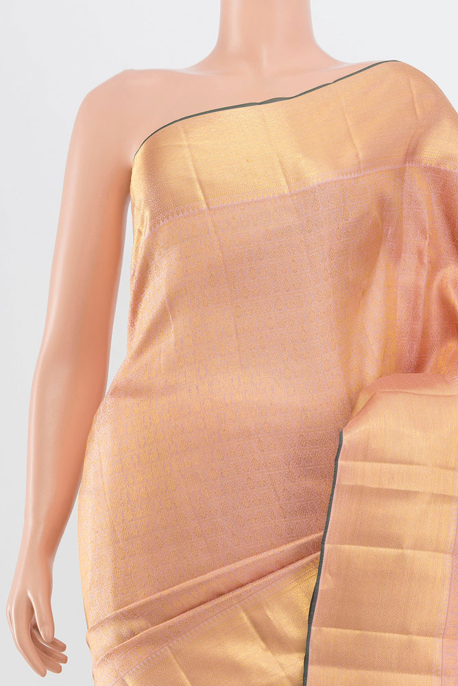 Border image of Pure Silk Pure Zari Golden Kanjivaram Saree with Zari Brocade on the body and Silk Border. 