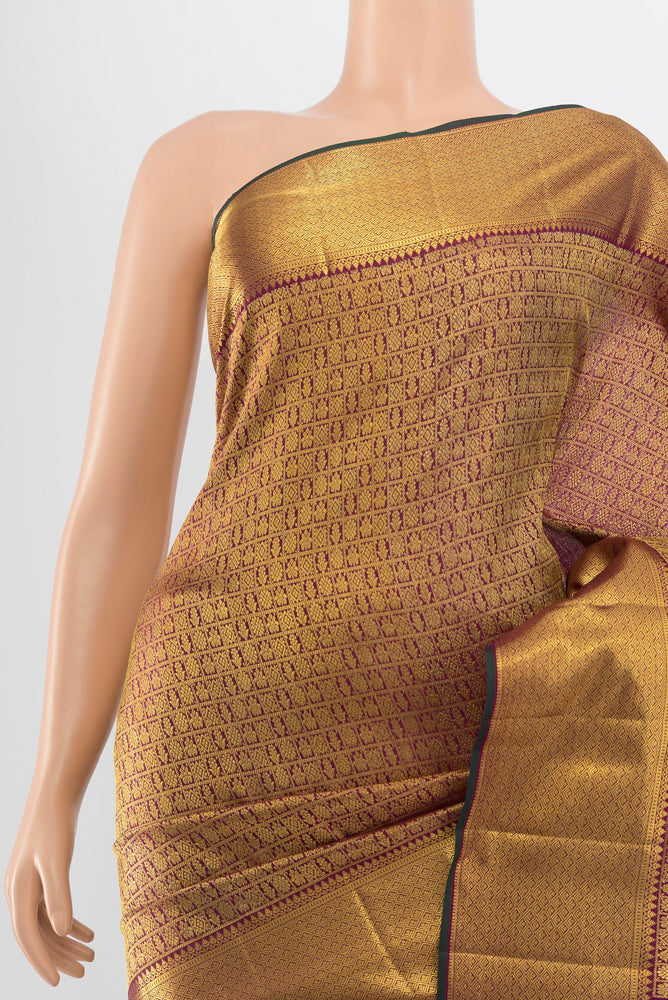 Border image of Pure Silk Pure Zari Golden Kanjivaram Saree with Zari Butta on the body and Silk Border. 