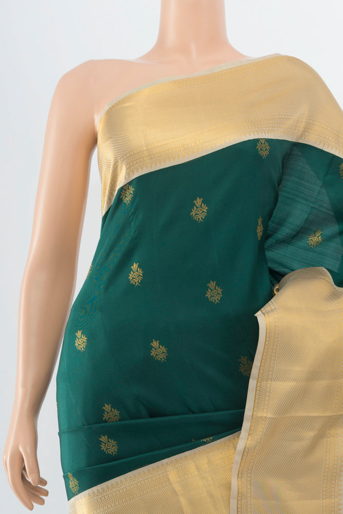 Border image of Mint Green Kanjivaram Silk Saree with Zari Butta on the body and Silk Border. 