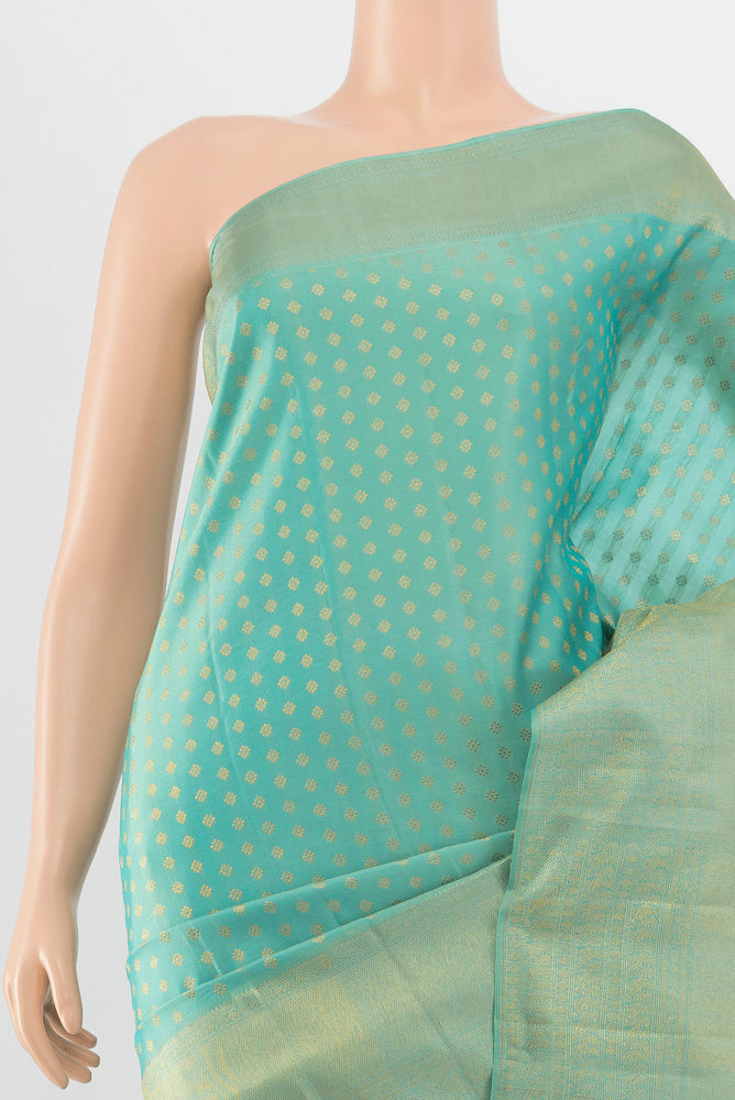 Border image of Pure Silk Pure Zari Sky Blue Kanjivaram Saree with Zari Butta on the body and Silk Border. 