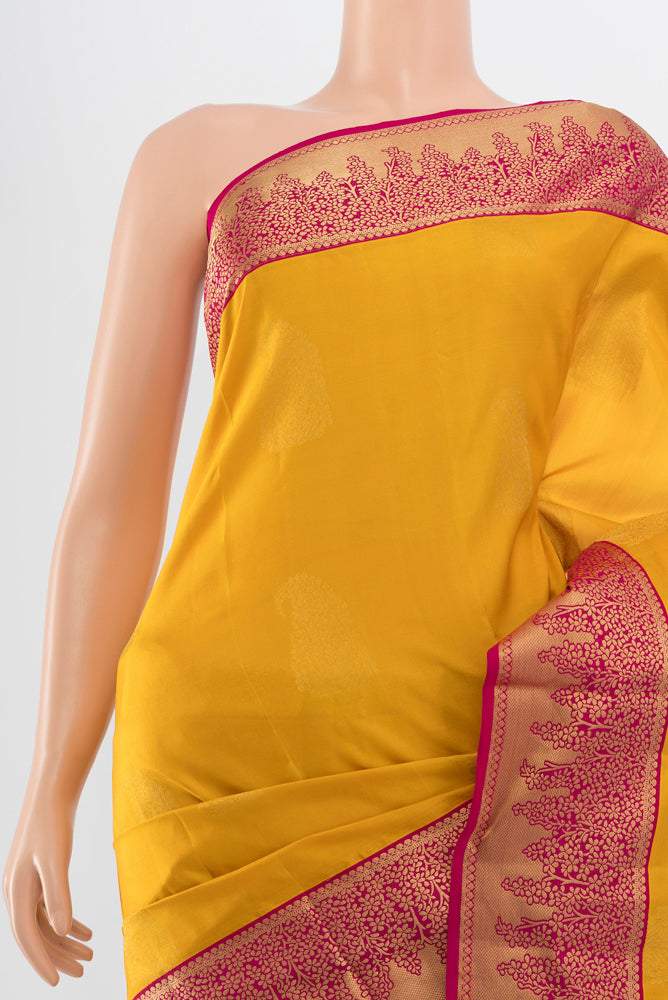 Border image of Pure Silk Pure Zari Yellow Kanchipuram Saree with Zari Butta on the body and Silk Border. 