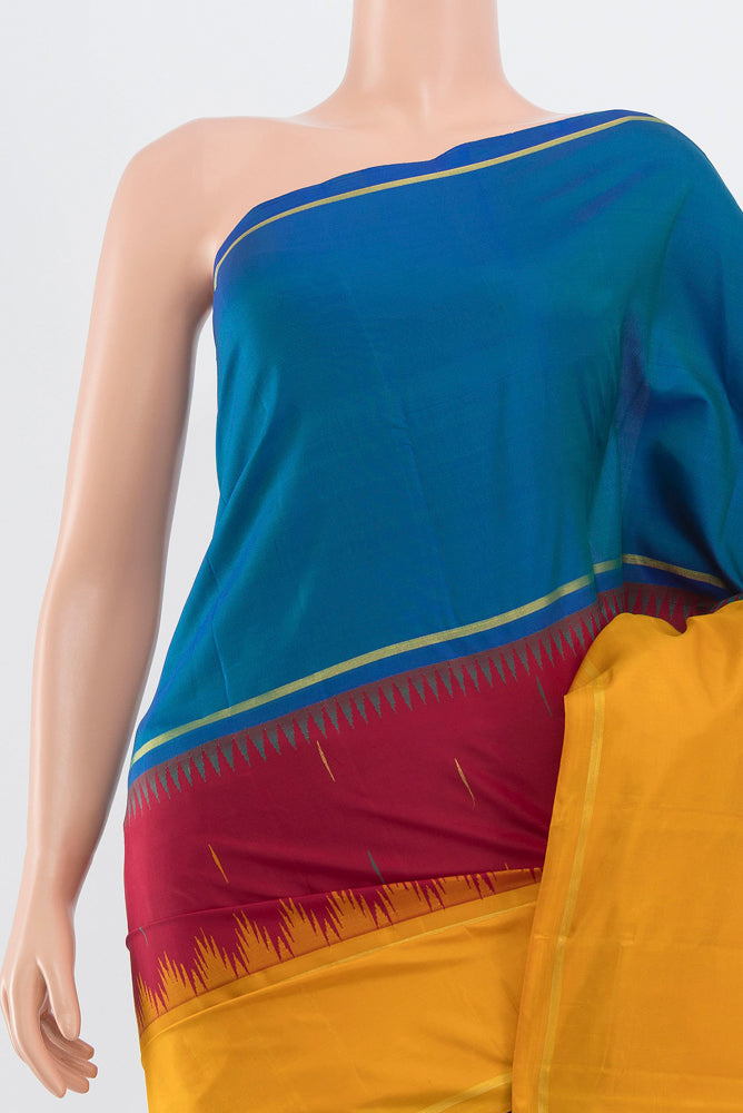 Border image of Pure Silk Pure Zari Multi Color Kanchipuram Saree with Zari Brocade on the body and Silk Border. 