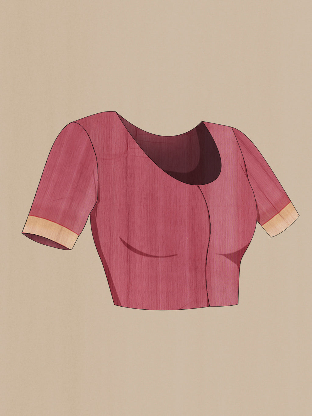 Close up image of the blouse of Maroon Chanderi Silk Cotton Saree with Zari Butta on the body and Zari Border. 