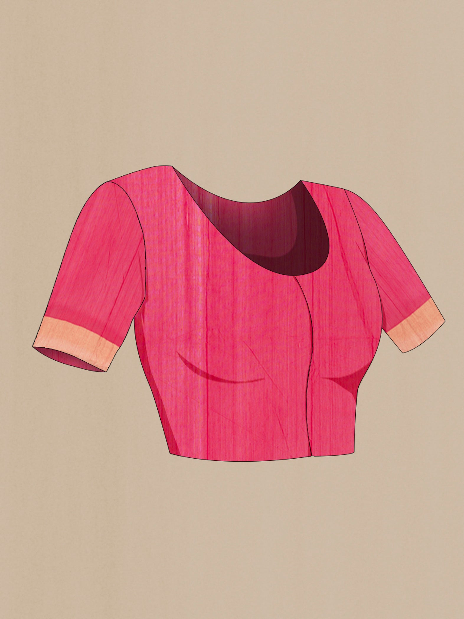 Close up image of the blouse of Red Chanderi Silk Cotton Saree with Zari Butta on the body and Zari Border. 