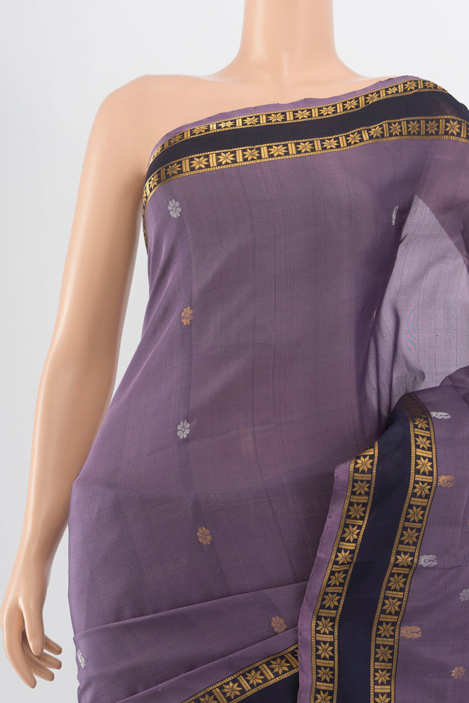 Border image of Pure Silk Pure Zari Davys Grey Uppada Saree with Zari Butta on the body and Silk Border. 