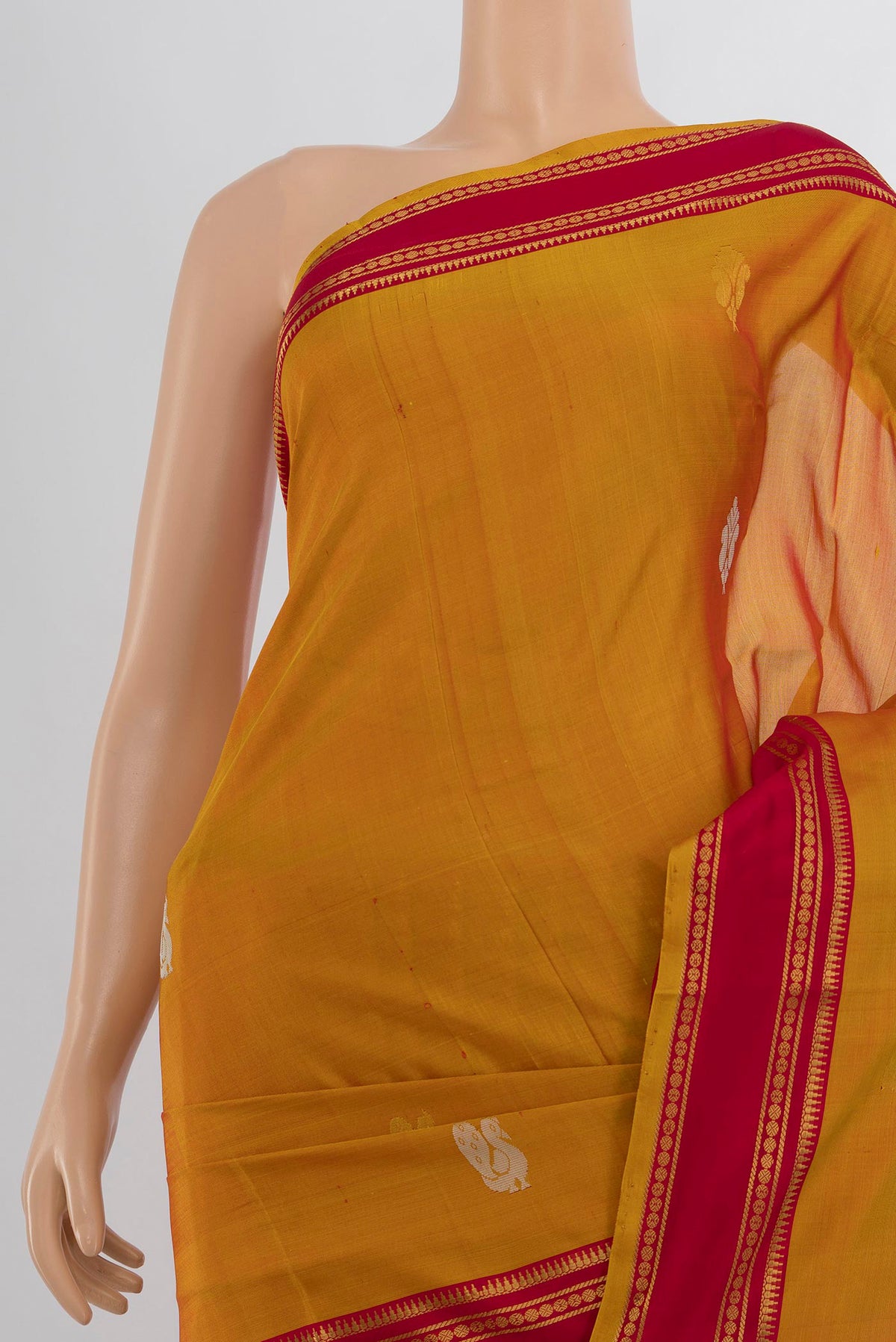 Border image of Pure Silk Mustard Uppada Saree with Zari Butta on the body and Silk Border. 
