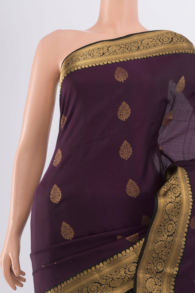 Border image of Violet Soft Silk Saree with Zari Butta on the body and Silk Border. 