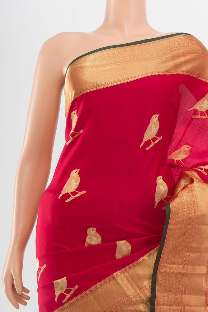Border image of Pure Silk Pure Zari Peach Kanchipuram Saree with Zari Butta on the body and Silk Border. 