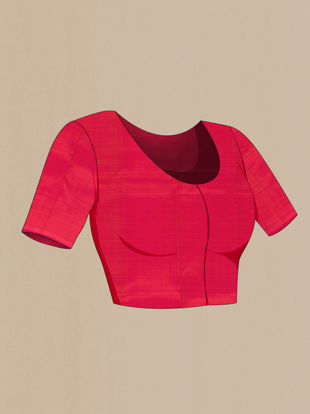 Close up image of the blouse of Pure Silk Imperial Red Kanchipuram Saree with Zari Butta on the body and Fancy Border. 