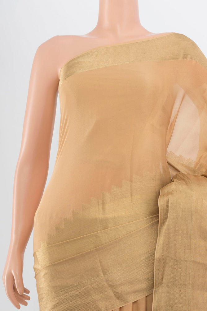 Border image of Golden Mysore Silk Saree with Zari Butta on the body and Silk Border. 
