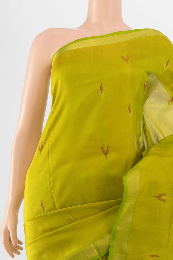 Border image of Light Green Uppada Silk Saree with Zari Brocade on the body and Silk Border. 