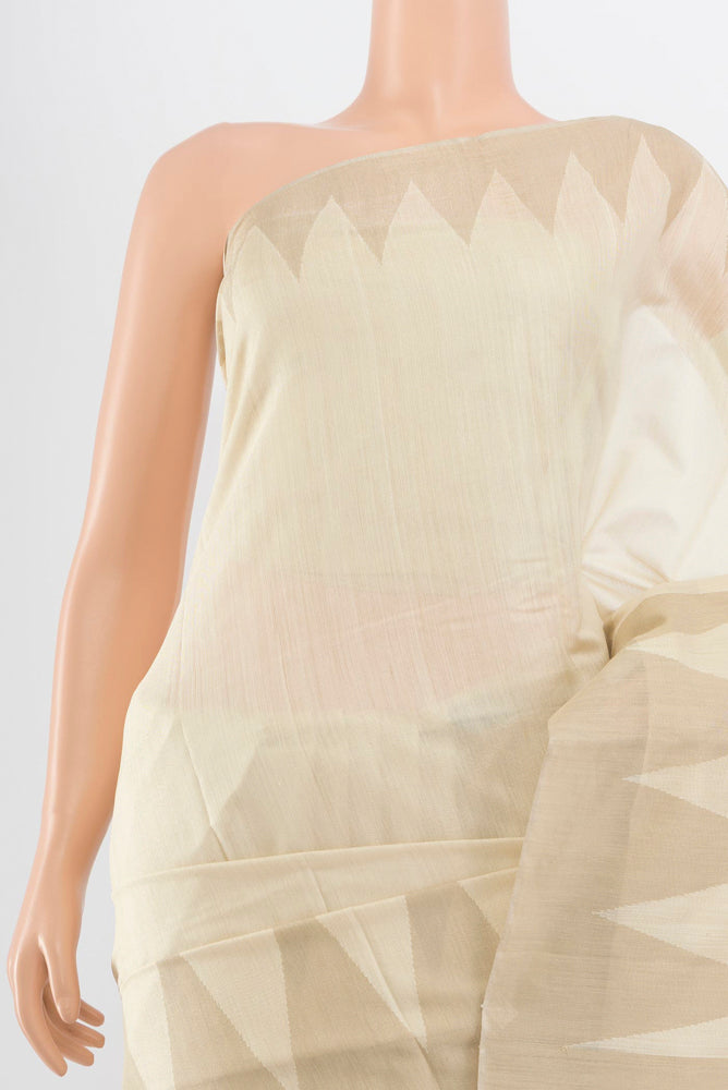 Border image of Pure Silk Pure Zari Cream Tussar Saree with Zari Butta on the body and Silk Border. 