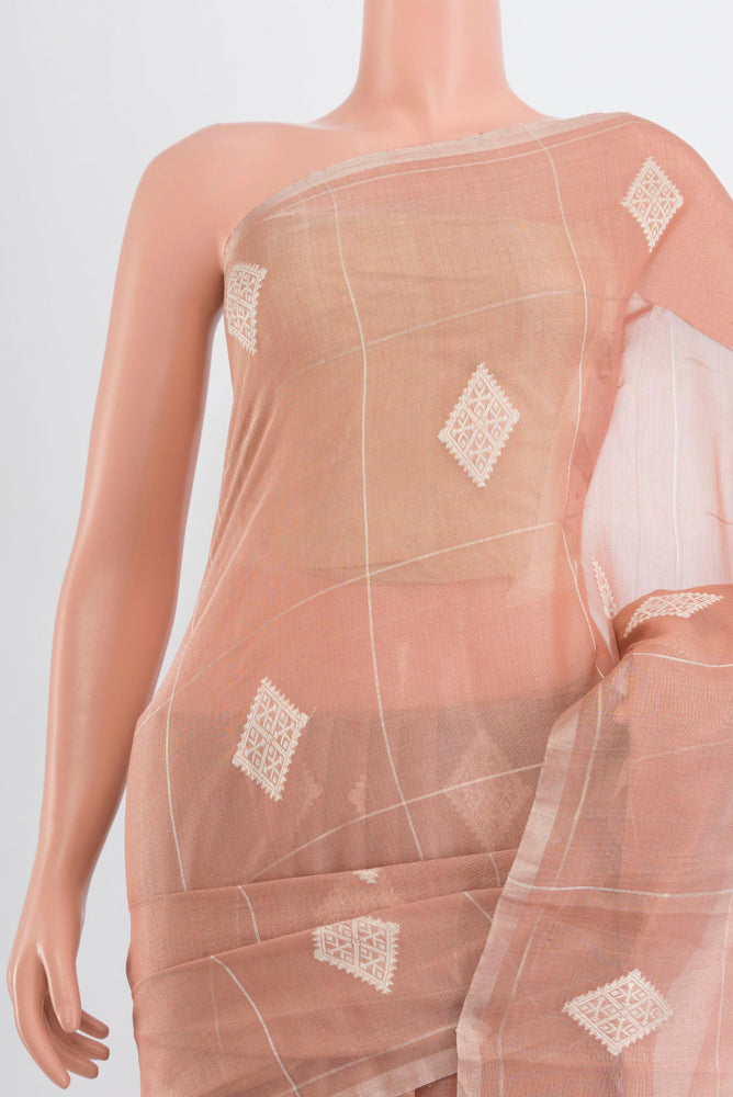 Border image of Bronze Tussar Silk Saree with Zari Butta on the body and Silk Border. 