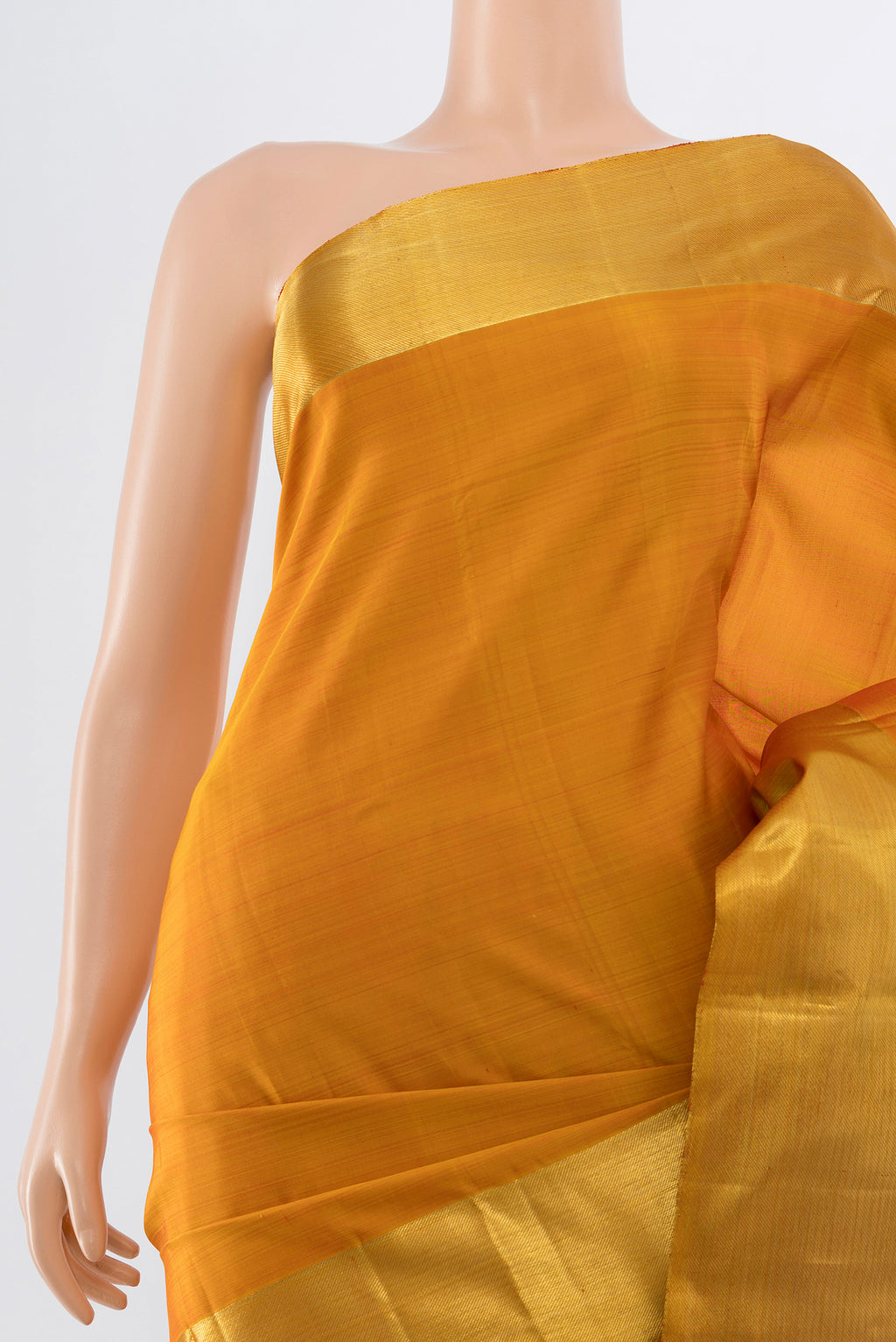 Border image of Mustard Kanjivaram Silk Saree with Zari Butta on the body and Silk Border. 