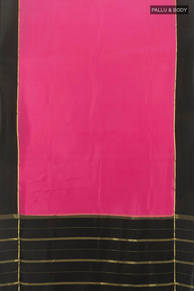 Flat view of Pure Silk Pure Zari Bronze Mysore Crepe Saree with Zari Butta on the body and Silk Border. 