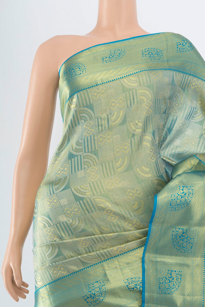 Border image of Pure Silk Pure Zari Golden Kanjivaram Saree with Zari Butta on the body and Silk Border. 