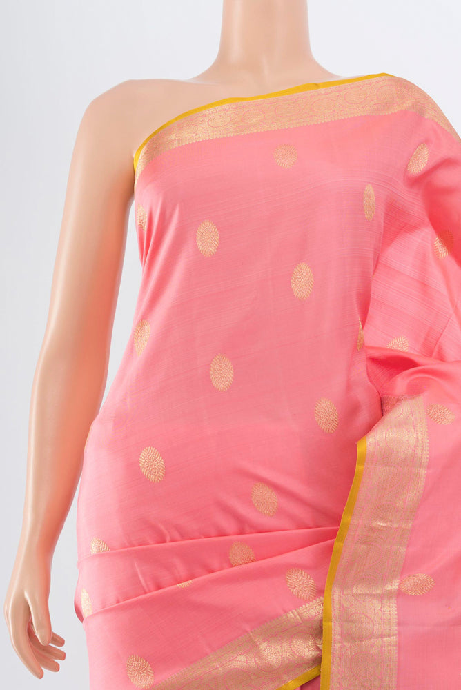Border image of Pure Silk Pure Zari Rose Gold Kanjivaram Saree with Zari Butta on the body and Silk Border. 