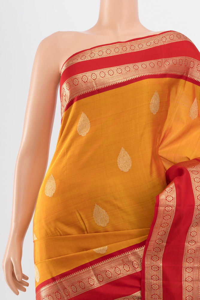 Border image of Pure Silk Pure Zari Yellow Kanjivaram Saree with Zari Butta on the body and Silk Border. 