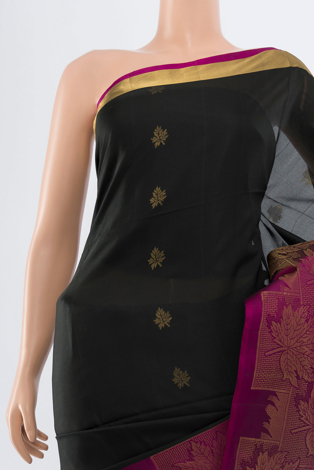 Border image of Coffee Brown Soft Silk Saree with Zari Butta on the body and Silk Border. 