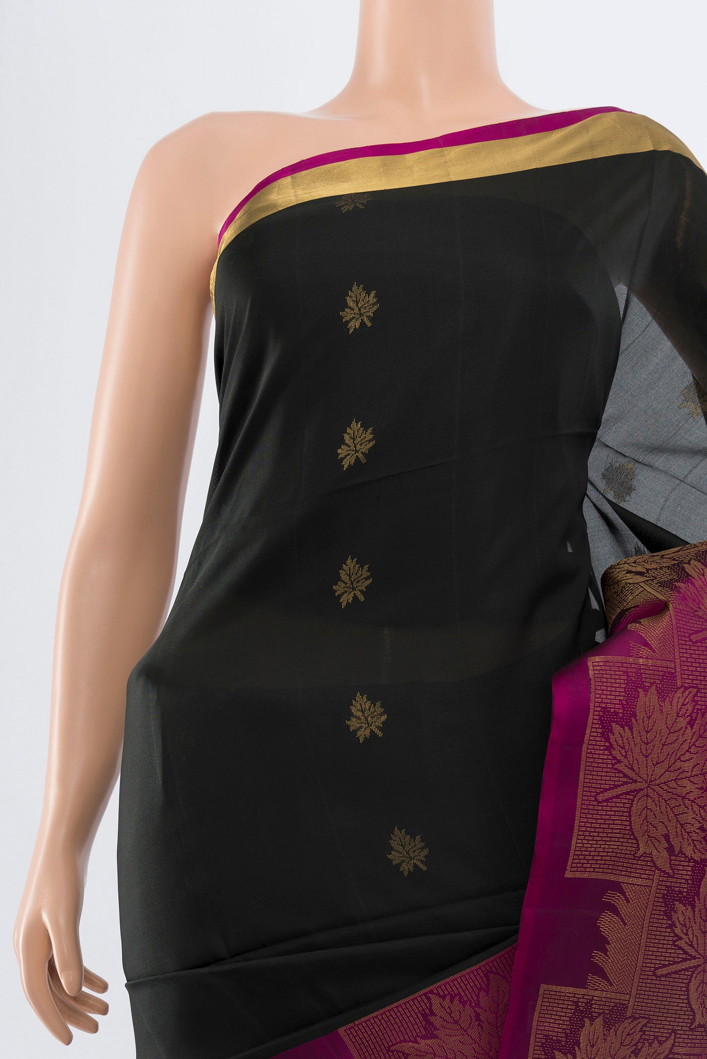 Border image of Coffee Brown Soft Silk Saree with Zari Butta on the body and Silk Border. 