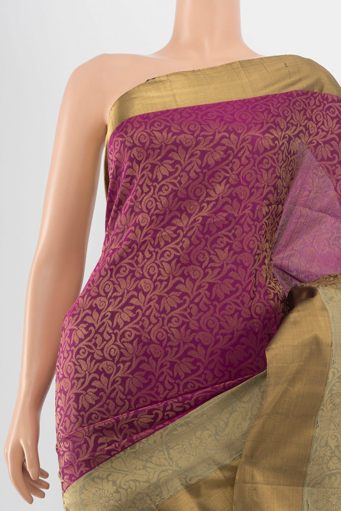 Border image of Purple Soft Silk Saree with Zari Butta on the body and Silk Border. 
