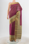 Purple Soft Silk Saree with Zari Butta on the body and Silk Border.  displayed on a mannequin