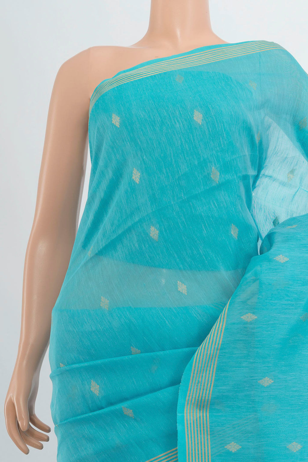 Border image of Light Blue Soft Saree with Zari Butta on the body and Silk Border. 