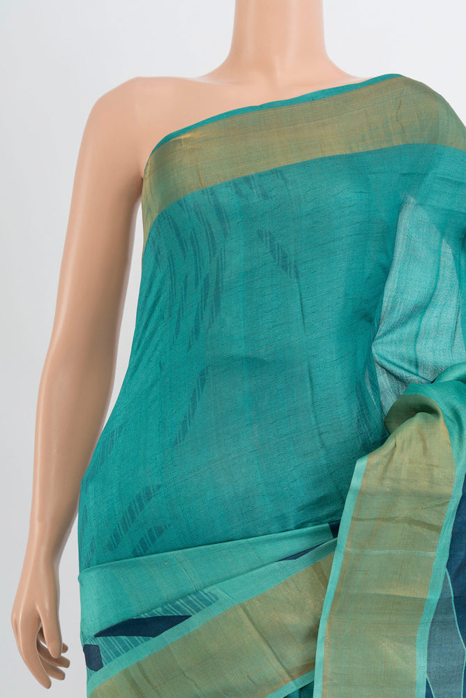 Border image of Multi Color Tussar Silk Saree with Floral Print on the body and Silk Border. 