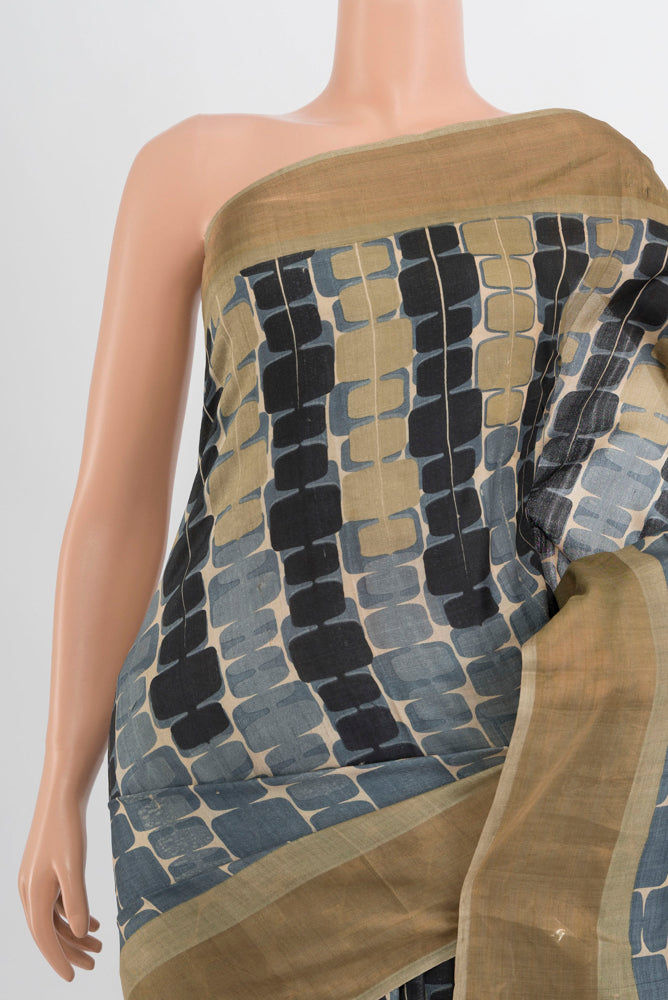 Border image of Multi Color Tussar Silk Saree with Floral Print on the body and Silk Border. 