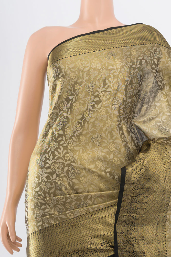 Border image of Pure Silk Pure Zari Golden Kanjivaram Saree with Zari Butta on the body and Silk Border. 