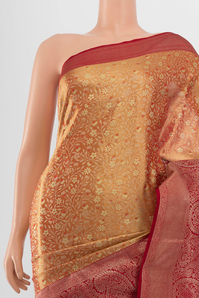Border image of Pure Silk Pure Zari Golden Kanjivaram Saree with Zari Butta on the body and Silk Border. 