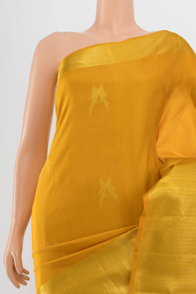 Border image of Pure Silk Pure Zari Yellow Kanjivaram Saree with Zari Butta on the body and Silk Border. 