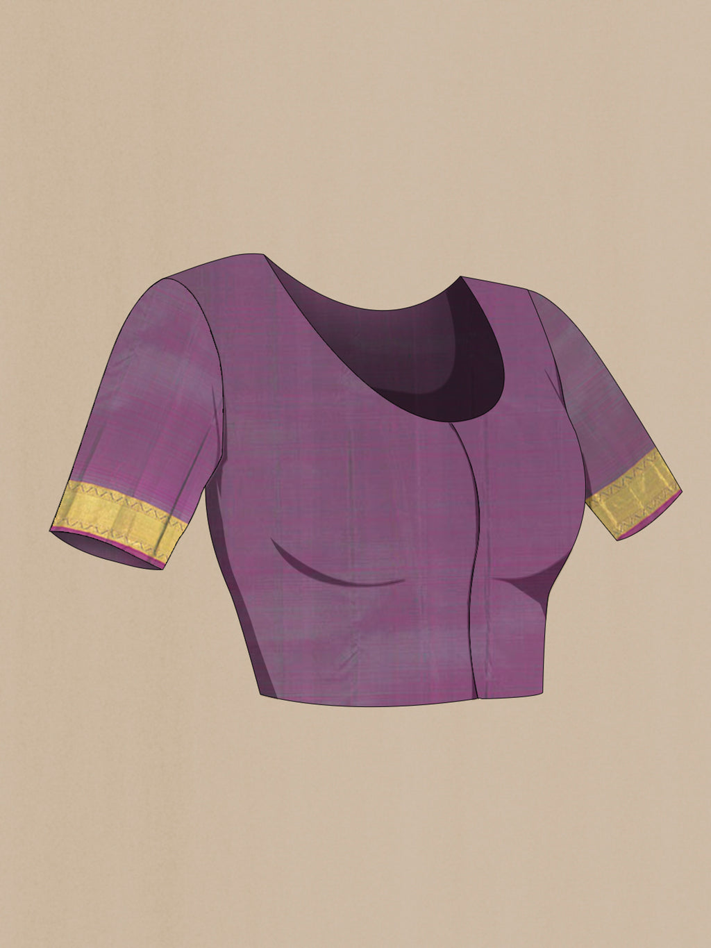 Close up image of the blouse of Green Kanjivaram Silk Saree with Zari Butta on the body and Zari Border. 