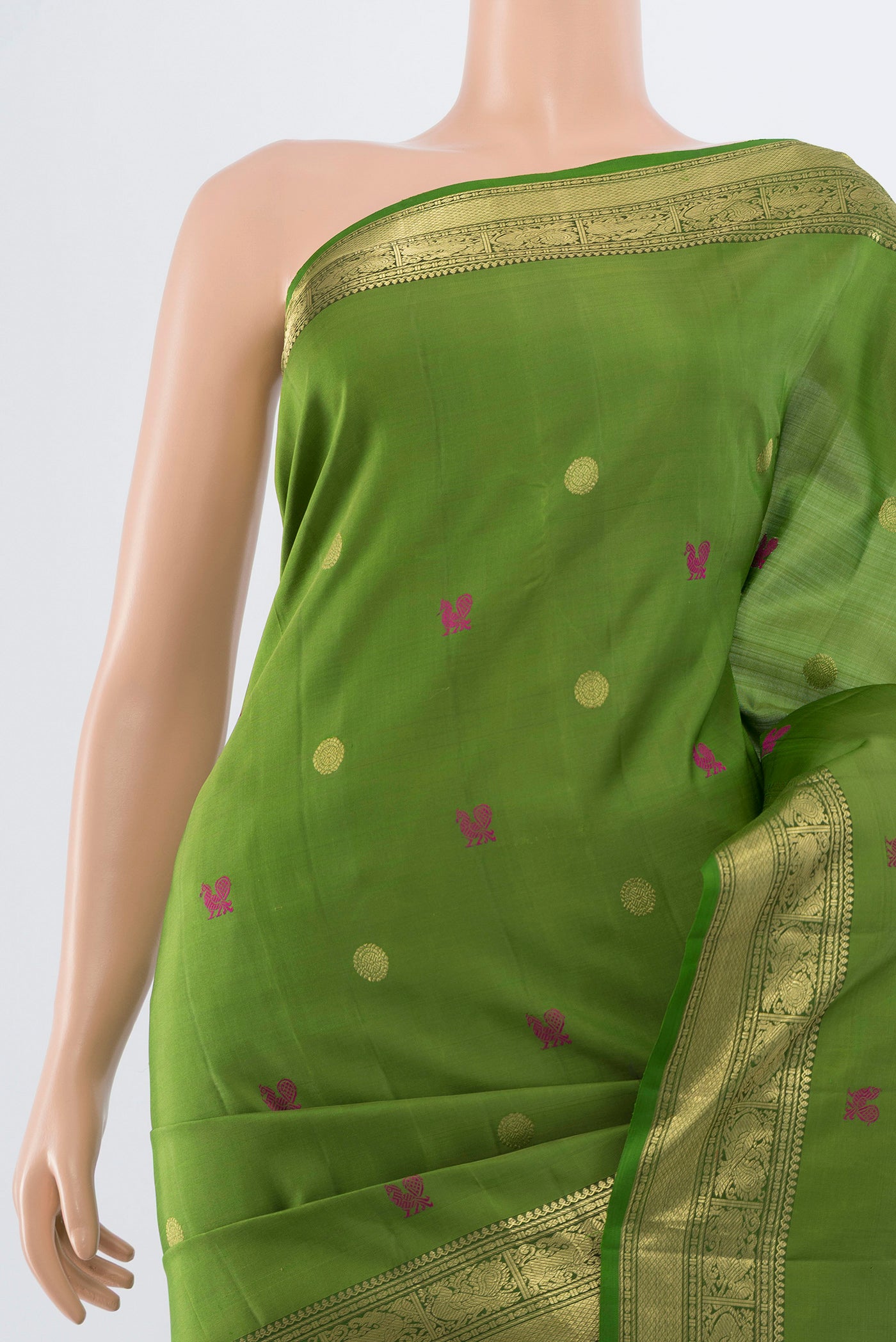 Border image of Light Green Kanjivaram Silk Saree with Zari Butta on the body and Silk Border. 