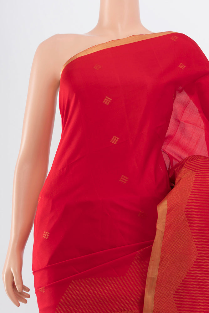 Border image of Pure Silk Pure Zari Red Soft Saree with Zari Butta on the body and Silk Border. 