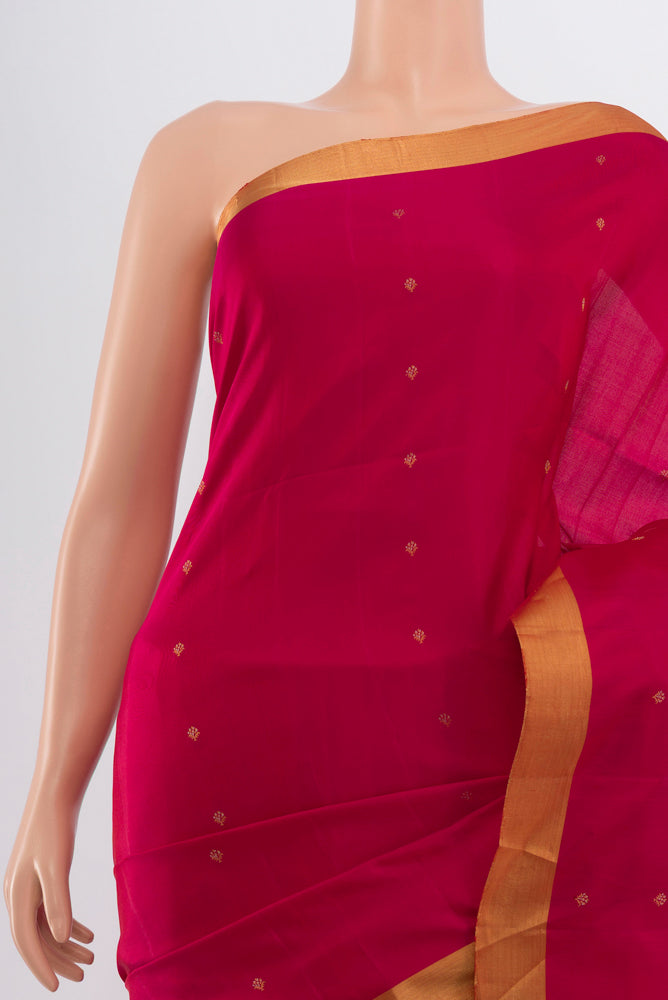 Border image of Dark Pink Soft Silk Saree with Zari Butta on the body and Silk Border. 