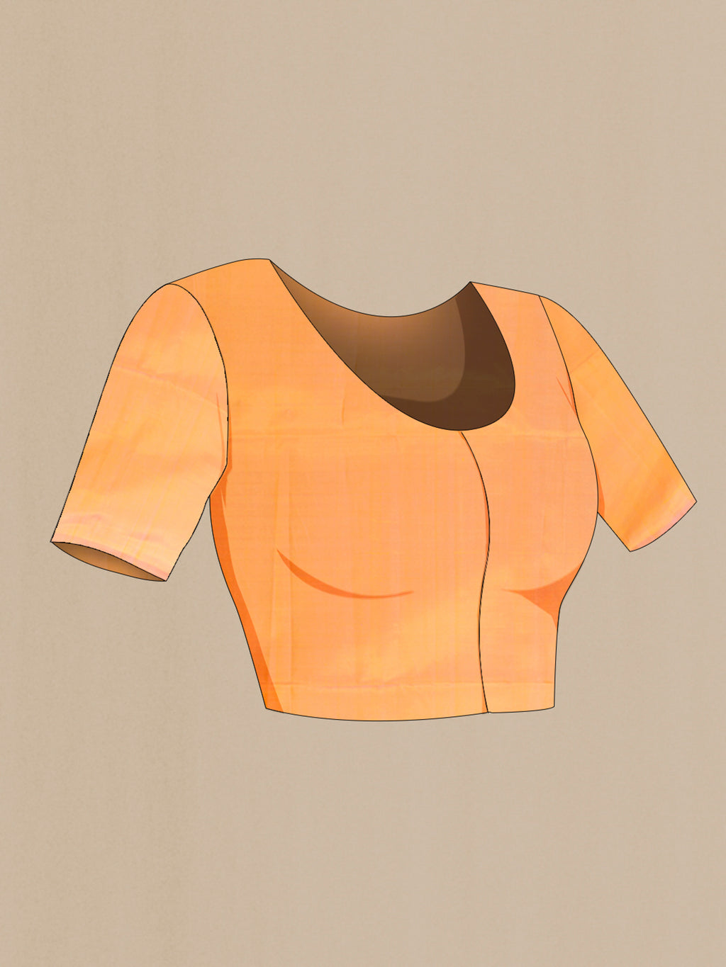 Close up image of the blouse of Pure Silk Yellow Soft Saree with Zari Butta on the body and Plain Border. 