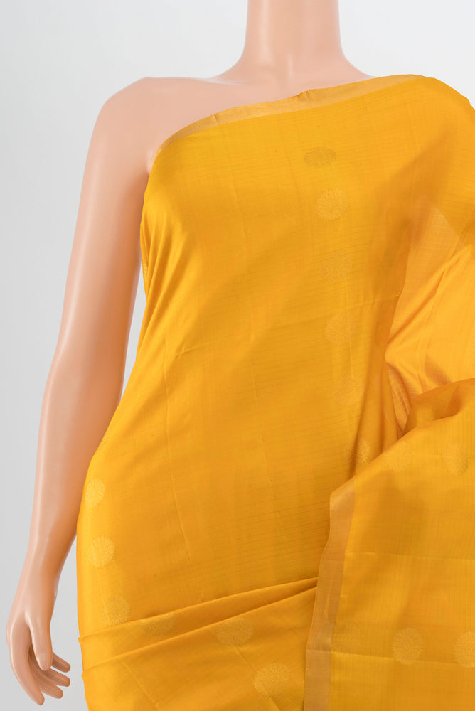 Border image of Yellow Soft Silk Saree with Zari Butta on the body and Silk Border. 