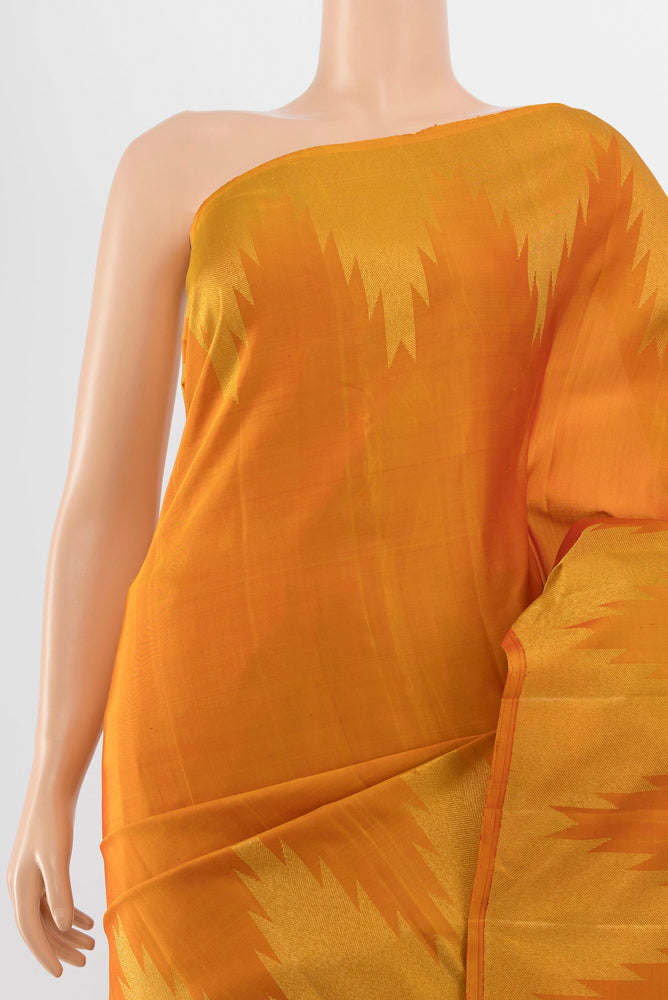 Border image of Mustard Kanjivaram Silk Saree with Zari Butta on the body and Silk Border. 
