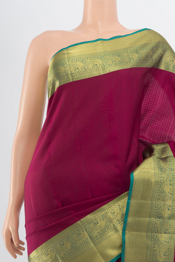 Border image of Purple Kanjivaram Silk Saree with Zari Butta on the body and Silk Border. 