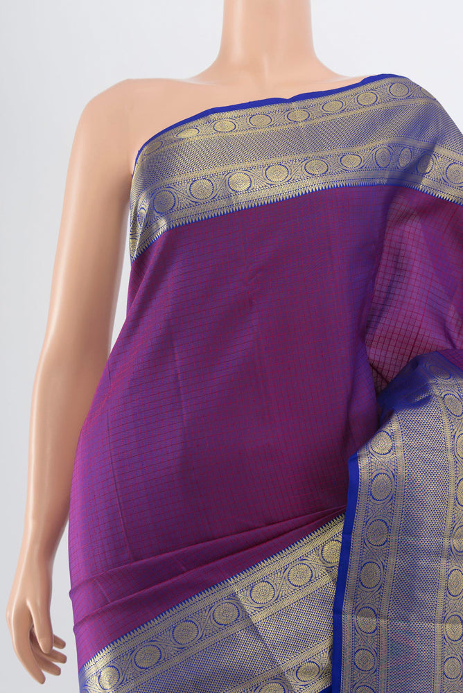 Border image of Purple Kanjivaram Silk Saree with Zari Butta on the body and Silk Border. 